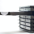 image of a file holder with one drawer open. 